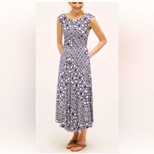 Anthropologie Blue and White Patterned Dress
